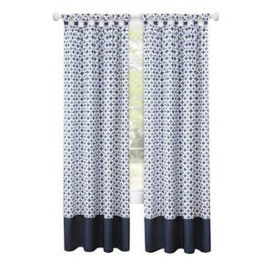 Morristown Callie Cuff Tab Top Curtain Panel Navy Geometric 52 in x 84 NEW